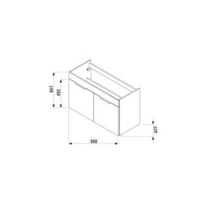 Jika Cube 100 alsószekrény mosdóval, 2 ajtós, selyemfényű fehér, 98x42,2x60,7 cm ( H4536511763001 )