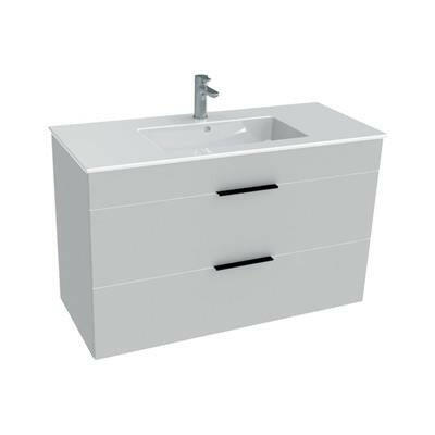 Jika Cube 100 alsószekrény mosdóval, 2 fiókkal, selyemfényű fehér, 98x42,2x60,7 cm ( H4536521763001 )
