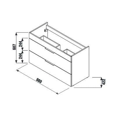 Jika Cube 100 alsószekrény mosdóval, 2 fiókkal, selyemfényű fehér, 98x42,2x60,7 cm ( H4536521763001 )