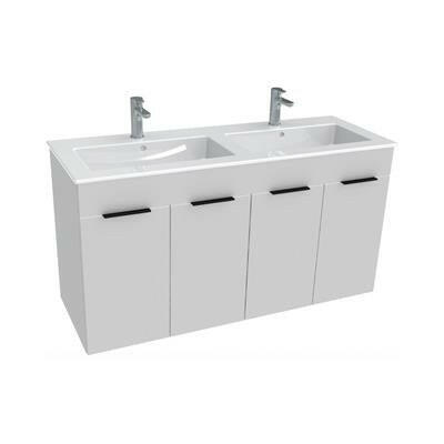 Jika Cube 120 alsószekrény dupla mosdóval, 4 ajtós, selyemfényű fehér, 116x42,2x60,7 cm ( H4536611763001 )