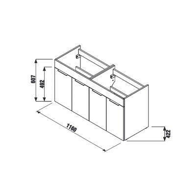 Jika Cube 120 alsószekrény dupla mosdóval, 4 ajtós, selyemfényű fehér, 116x42,2x60,7 cm ( H4536611763001 )