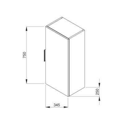 Jika Cube középmagas szekrény, 1 ajtós, balos/jobbos, 2 polccal, selyemfényű fehér, 34,5x25x75 cm ( H4537111763001 )