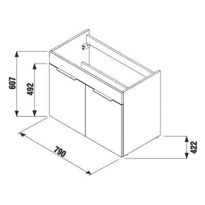 Jika Cube 80 alsószekrény mosdóval, 2 ajtós, selyemfényű fehér, 79x42,2x60,7 cm ( H4537521763001 )