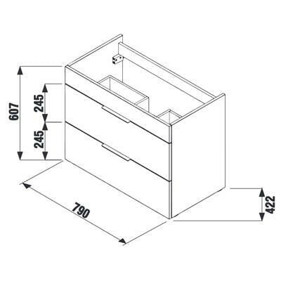 Jika Cube 80 alsószekrény mosdóval, 2 fiókkal, selyemfényű fehér, 79x42,2x60,7 cm ( H4537621763001 )