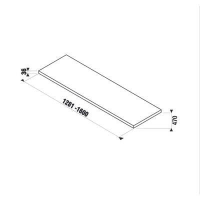 Jika Cubito-N 128,1-160 cm méretre vágható mosdótartólap, kivágás és konzolok nélkül, tölgy-1