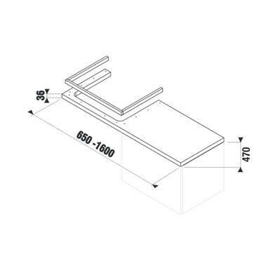 Jika Cubito-N 65-160 cm méretre vágható mosdótartólap, 1 kivágással, konzolok nélkül, fehér-1