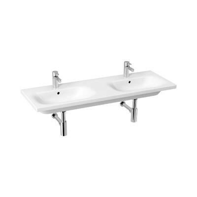 Jika Mio - N 130 dupla mosdó, 1 csaplyukkal középen, Jikaperla, fehér, 130x45x15 cm ( H8147141001041 )