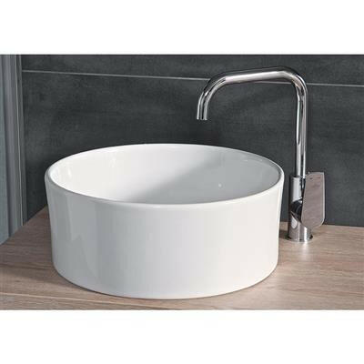 Jika Cubito Pure 40 kerek mosdótál, csaplyuk és túlfolyó nélkül, Jikaperla, fehér, 40cm átmérő (H8184201001121)