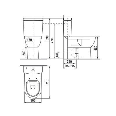 Jika Mio álló kombi wc csésze, magasított, mélyöblítésű, kettős kifolyású, Jikaperla, fehér ( H8247161000001 )