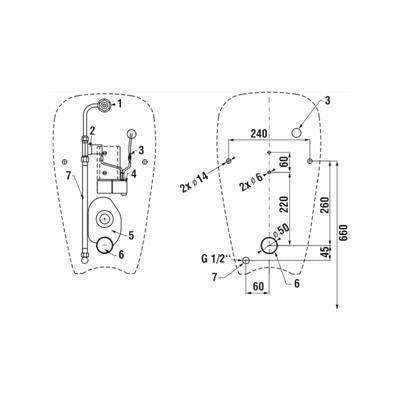 Jika Golem piszoár, Antivandal, radar vezérléssel, integrált tápegységgel-1