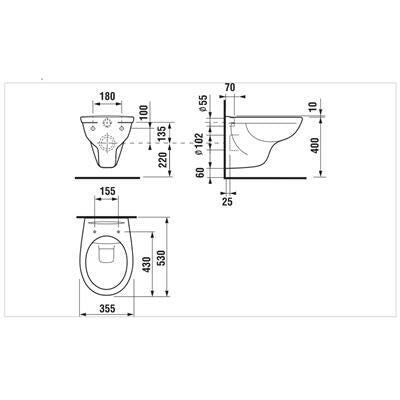 Jika WC Pack Rimless - Dino WC, fali, öblítőperem nélküli, mélyöblítésű + Zeta WC ülőke (H8603770000001)