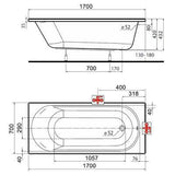 Kolo Opal plus egyenes kád lábakkal 170x70 Antislide-1