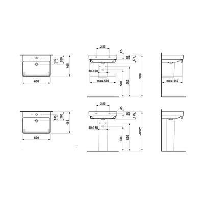 Laufen Pro S mosdó 60x45 cm, csaplyuk nélkül, fehér ( H8109630001091 )