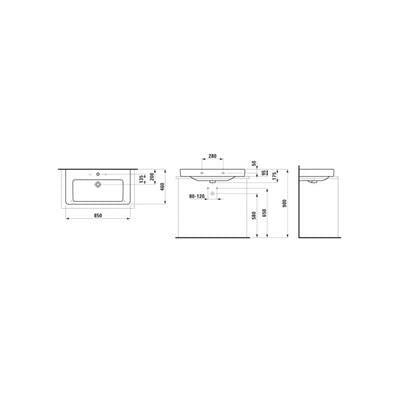 Laufen Pro S mosdó csiszolt aljú, 1 csaplyukkal, 85x46cm-1