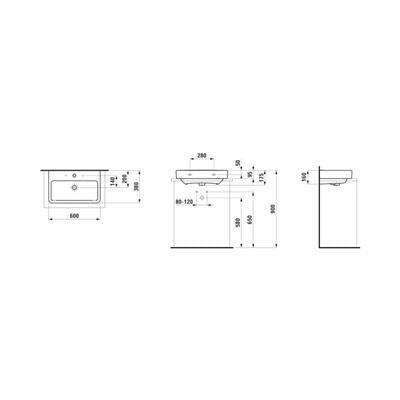 Laufen Pro S mosdótál csiszolt alsó felülettel 60x38 ( H8179590001041 )