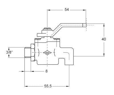 Mofém golyós ürítőcsap 3/8" könyök 113 - 0046 - 00