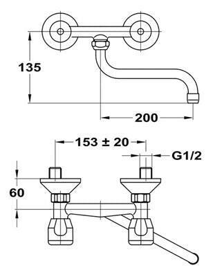 Mofém Eurosztár mosogató csaptelep fali-1
