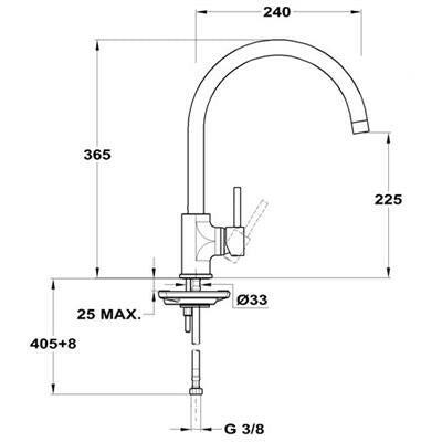 Mofém Junior Evo X mosogató csaptelep, álló, íves, 240 mm forgatható kifolyóval  152-0052-01-1