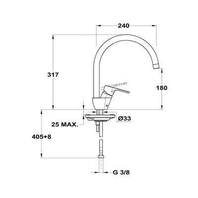 Mofém Zenit mosogató csaptelep, forgatható kifolyócső: 240 mm (152 - 1951 - 02)