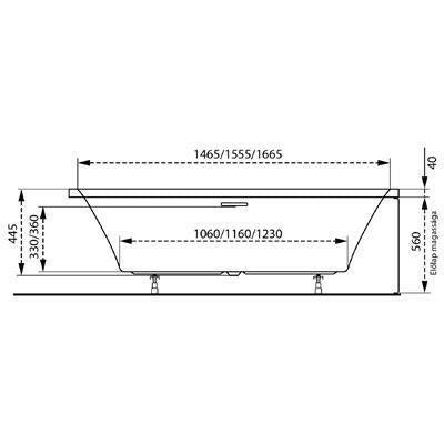 M - Acryl Sabina Slim Pro 160x75 kád vízszintes túlfolyóval