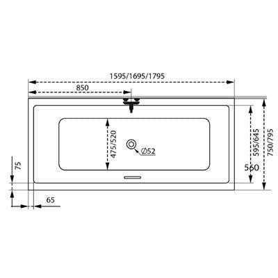 M - Acryl Sabina Slim Pro 180x80 kád vízszintes túlfolyóval