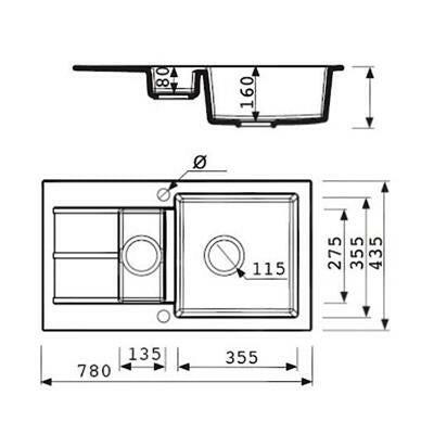 Marmorin Lukka mosogató gránit 1 medence+csepegt.+gyümölcsmosó +kihúz.csapt. (white) 140 513 006 213-1