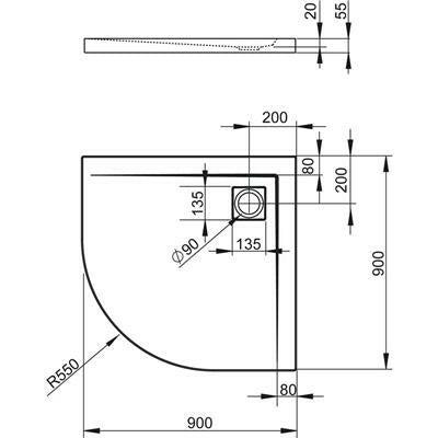 Radaway Argos A zuhanytálca 90x90 cm akril, lapos, R399 szifonnal 4AA99 - 01