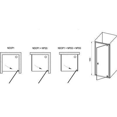 Ravak NDOP1-90 zuhanyajtó, szatén Transparent-4