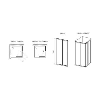 Ravak SRV2-90 195 S zuhanykabin, szatén+Pearl polisztirén-4