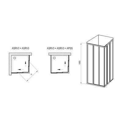 Ravak ASRV3 - 80 - 198 zuhanykabin, fekete + Grape ( 15V403R2ZG )