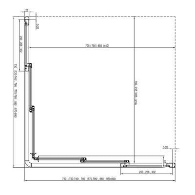 Ravak ASRV3 - 80 198 zuhanykabin, szatén+Grape üveg ( 15V40UR2ZG )