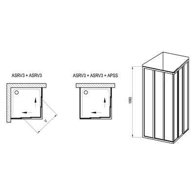 Ravak ASRV3-90 198 zuhanykabin, fehér+Transparent üveg-4