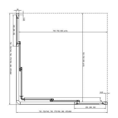 Ravak ASRV3 - 90 - 198 zuhanykabin, fekete + Grape ( 15V703R2ZG )