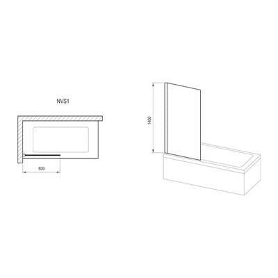 Ravak NVS1-80 kádparaván, fehér + Transparent-1