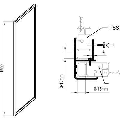 Ravak PSS-75 195 fix zuhanyfal, fehér+Transparent üveg - kifutó-5