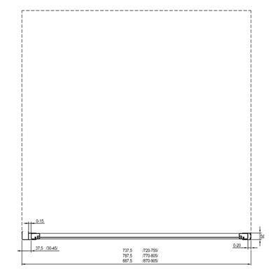 Ravak APSS-75 198 fix zuhanyfal, fekete +Transparent-6