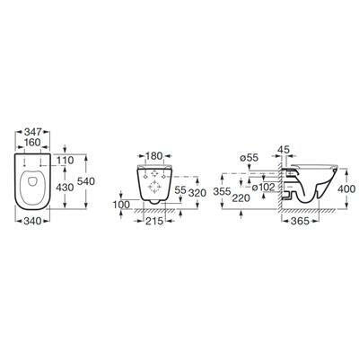 ROCA The Gap Rimless fali WC csésze, mélyöblítésű, rejtett rögzítéssel-2