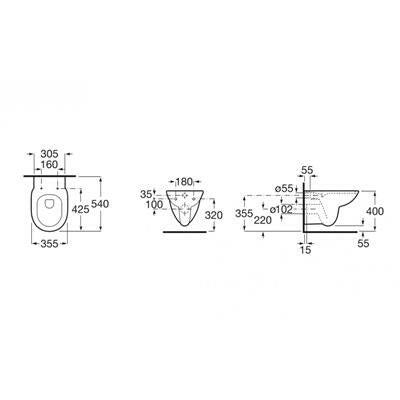 ROCA Debba Round rimless fali wc-1