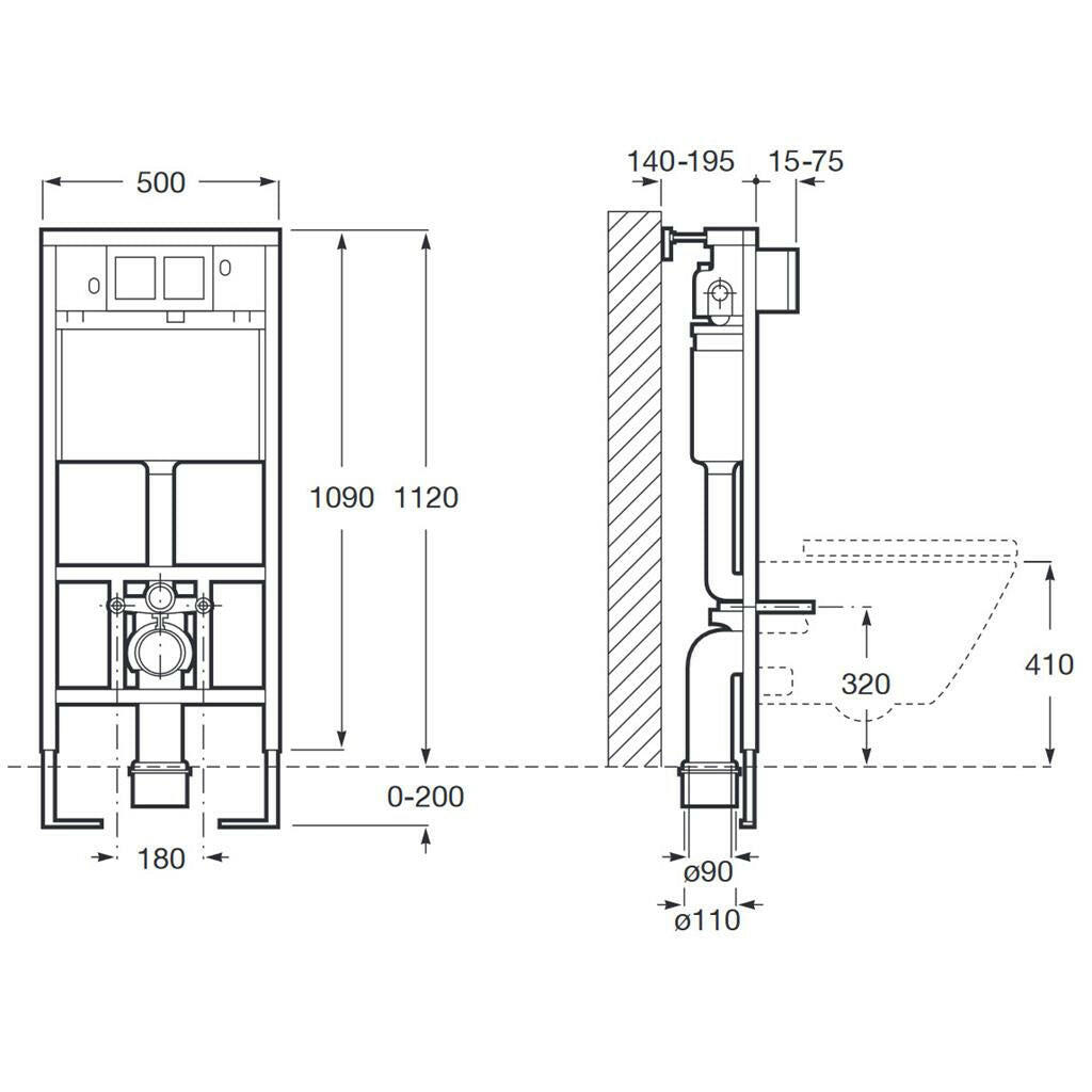 ROCA In-Wall Systems falbaépíthető tartály fali wc-hez, kettős öblítésű-1